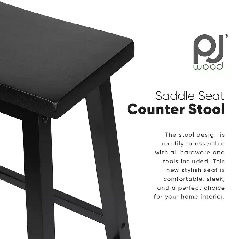 Tabourets de cuisine classiques PJ Wood avec siège selle, hauteur 29 po, noirs (paquet de 10)