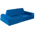 Costway Canapé de jeu pour enfants 8 pièces, ensemble modulaire pliable en mousse, jouet d'intérieur pour tout-petits, bleu/gris/vert