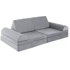 Costway Canapé de jeu pour enfants 8 pièces, ensemble modulaire pliable en mousse, jouet d'intérieur pour tout-petits, bleu/gris/vert