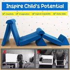 Costway Canapé de jeu pour enfants 8 pièces, ensemble modulaire pliable en mousse, jouet d'intérieur pour tout-petits, bleu/gris/vert