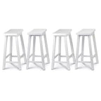 PJ Wood Classic Saddle-Seat 24 Tall Kitchen Counter Stools for Homes, Dining Spaces, and Bars w/Backless Seats, 4 Square Legs, White (4 Pack)