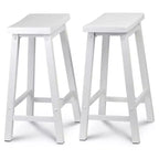 Tabourets de cuisine classiques PJ Wood de 61 cm de haut avec siège en selle pour maisons, salles à manger et bars, avec sièges sans dossier, 4 pieds carrés, blancs (lot de 4)
