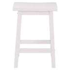 Tabourets de cuisine classiques PJ Wood de 61 cm de haut avec siège en selle pour maisons, salles à manger et bars, avec sièges sans dossier, 4 pieds carrés, blancs (lot de 4)