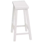 Tabourets de cuisine classiques PJ Wood de 61 cm de haut avec siège en selle pour maisons, salles à manger et bars, avec sièges sans dossier, 4 pieds carrés, blancs (lot de 4)