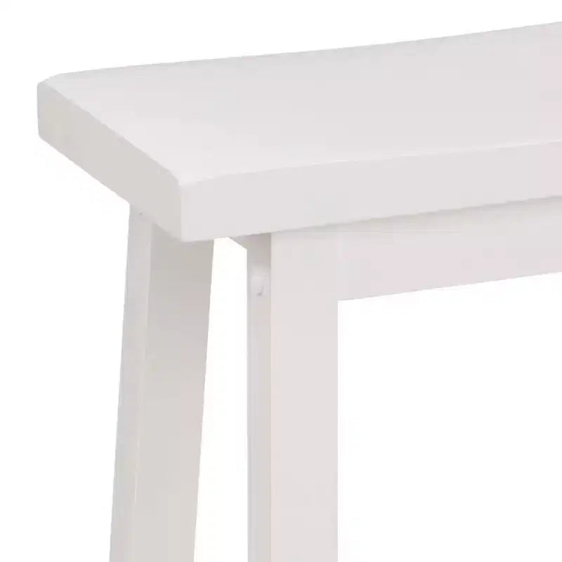 Tabourets de cuisine classiques PJ Wood de 61 cm de haut avec siège en selle pour maisons, salles à manger et bars, avec sièges sans dossier, 4 pieds carrés, blancs (lot de 4)