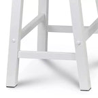 Tabourets de cuisine classiques PJ Wood de 61 cm de haut avec siège en selle pour maisons, salles à manger et bars, avec sièges sans dossier, 4 pieds carrés, blancs (lot de 4)