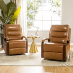 Fauteuil inclinable manuel pivotant et basculant en cuir véritable Clemens avec accoudoirs incurvés décoratifs, lot de 2 | ART OF LIVING DESIGNS