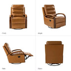 Fauteuil inclinable manuel pivotant et basculant en cuir véritable Clemens avec accoudoirs incurvés décoratifs, lot de 2 | ART OF LIVING DESIGNS