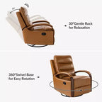 Fauteuil inclinable manuel pivotant et basculant en cuir véritable Clemens avec accoudoirs incurvés décoratifs, lot de 2 | ART OF LIVING DESIGNS