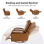 Fauteuil inclinable manuel pivotant et basculant en cuir véritable Clemens avec accoudoirs incurvés décoratifs, lot de 2 | ART OF LIVING DESIGNS