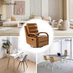 Fauteuil inclinable manuel pivotant et basculant en cuir véritable Clemens avec accoudoirs incurvés décoratifs, lot de 2 | ART OF LIVING DESIGNS