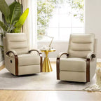 Fauteuil inclinable manuel pivotant et basculant en cuir véritable Clemens avec accoudoirs incurvés décoratifs, lot de 2 | ART OF LIVING DESIGNS