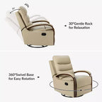 Fauteuil inclinable manuel pivotant et basculant en cuir véritable Clemens avec accoudoirs incurvés décoratifs, lot de 2 | ART OF LIVING DESIGNS