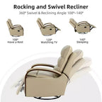 Fauteuil inclinable manuel pivotant et basculant en cuir véritable Clemens avec accoudoirs incurvés décoratifs, lot de 2 | ART OF LIVING DESIGNS