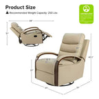 Fauteuil inclinable manuel pivotant et basculant en cuir véritable Clemens avec accoudoirs incurvés décoratifs, lot de 2 | ART OF LIVING DESIGNS