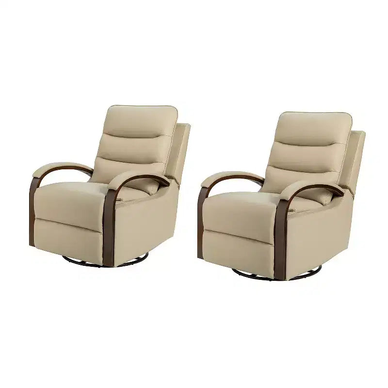 Fauteuil inclinable manuel pivotant et basculant en cuir véritable Clemens avec accoudoirs incurvés décoratifs, lot de 2 | ART OF LIVING DESIGNS