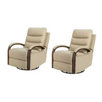 Fauteuil inclinable manuel pivotant et basculant en cuir véritable Clemens avec accoudoirs incurvés décoratifs, lot de 2 | ART OF LIVING DESIGNS
