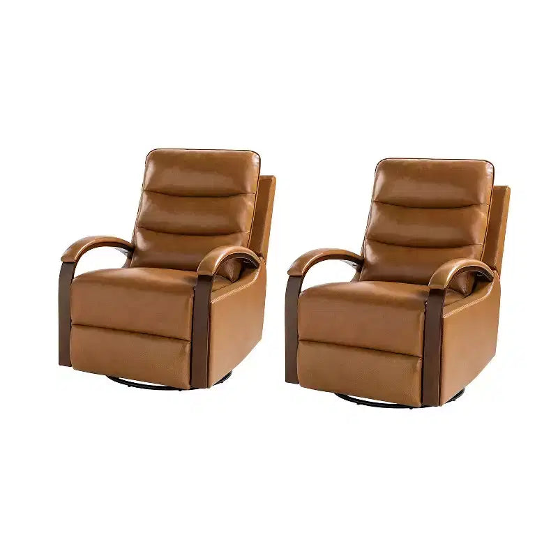 Fauteuil inclinable manuel pivotant et basculant en cuir véritable Clemens avec accoudoirs incurvés décoratifs, lot de 2 | ART OF LIVING DESIGNS