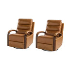 Fauteuil inclinable manuel pivotant et basculant en cuir véritable Clemens avec accoudoirs incurvés décoratifs, lot de 2 | ART OF LIVING DESIGNS