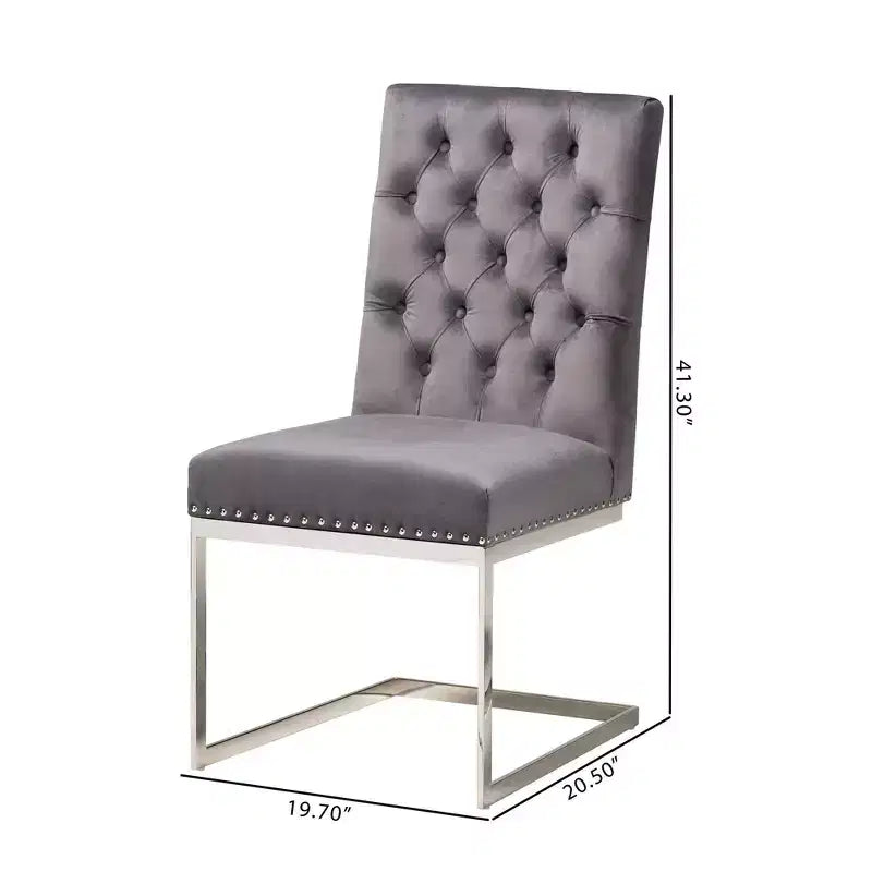 Lot de 2 chaises de salle à manger Sherine en velours et métal - Baxton Studio
