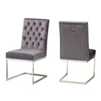 Lot de 2 chaises de salle à manger Sherine en velours et métal - Baxton Studio