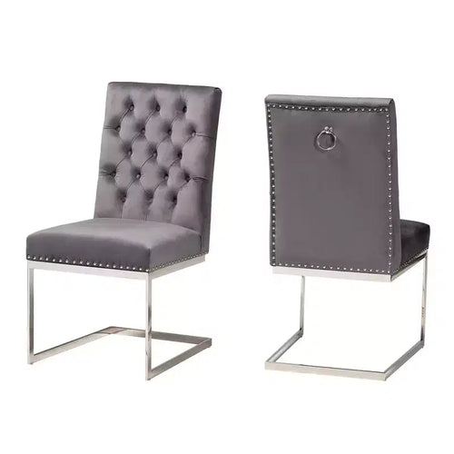 Lot de 2 chaises de salle à manger Sherine en velours et métal - Baxton Studio