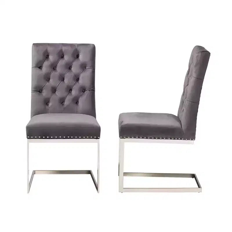 Lot de 2 chaises de salle à manger Sherine en velours et métal - Baxton Studio