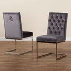 Lot de 2 chaises de salle à manger Sherine en velours et métal - Baxton Studio