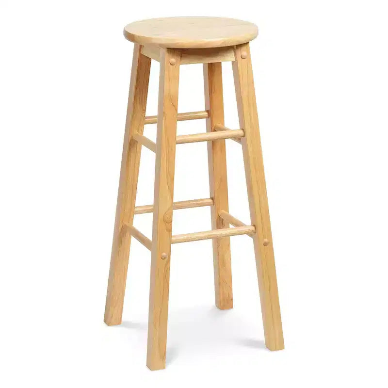 Tabourets de comptoir de cuisine hauts PJ Wood Classic Round Seat 29 po pour maisons, salles à manger et bars avec sièges sans dossier et 4 pieds carrés, Naturel (Paquet de 8)