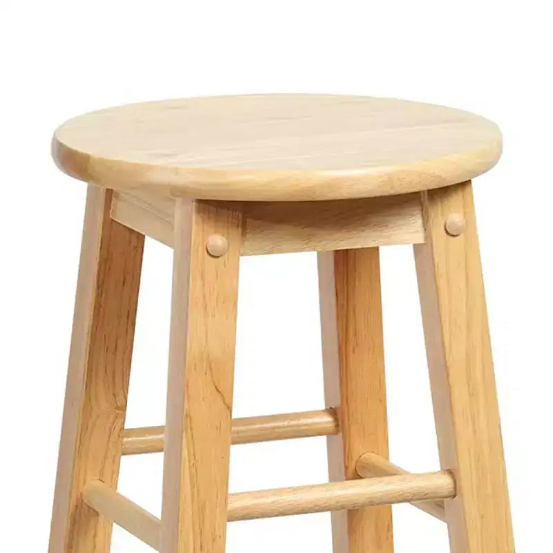 Tabourets de comptoir de cuisine hauts PJ Wood Classic Round Seat 29 po pour maisons, salles à manger et bars avec sièges sans dossier et 4 pieds carrés, Naturel (Paquet de 8)