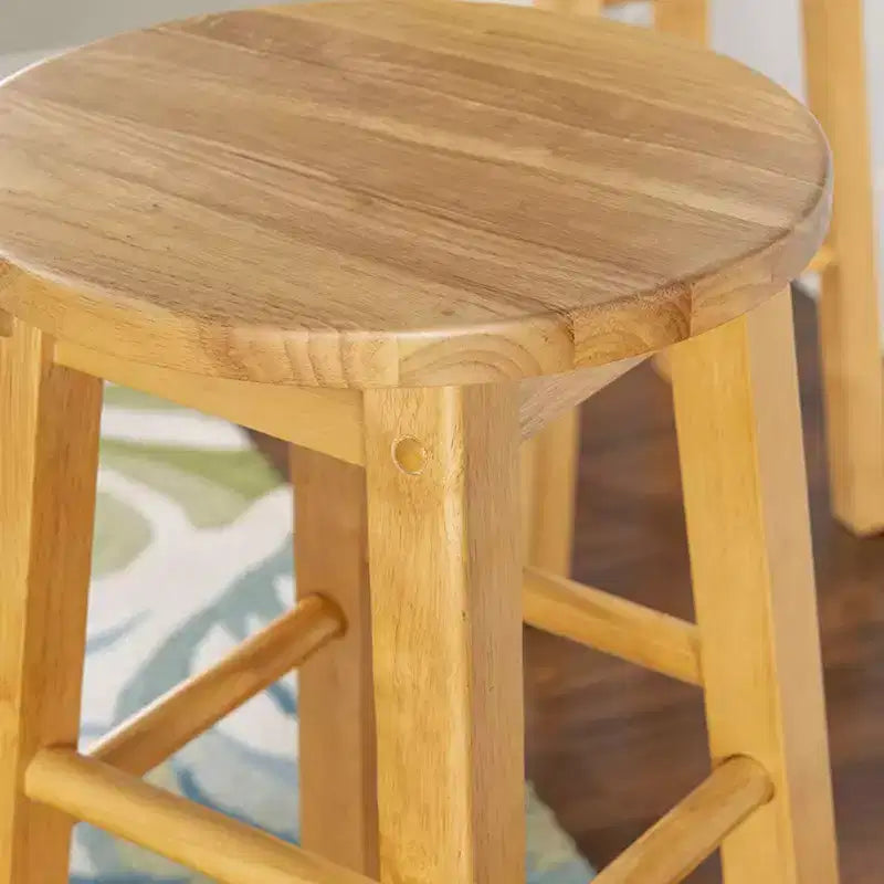 Tabourets de comptoir de cuisine hauts PJ Wood Classic Round Seat 29 po pour maisons, salles à manger et bars avec sièges sans dossier et 4 pieds carrés, Naturel (Paquet de 8)