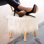 Tabouret rond en fausse fourrure Cheer Collection 17 po (blanc)
