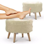 Tabouret rond en fausse fourrure Cheer Collection 17 po (blanc)