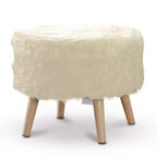 Tabouret rond en fausse fourrure Cheer Collection 17 po (blanc)