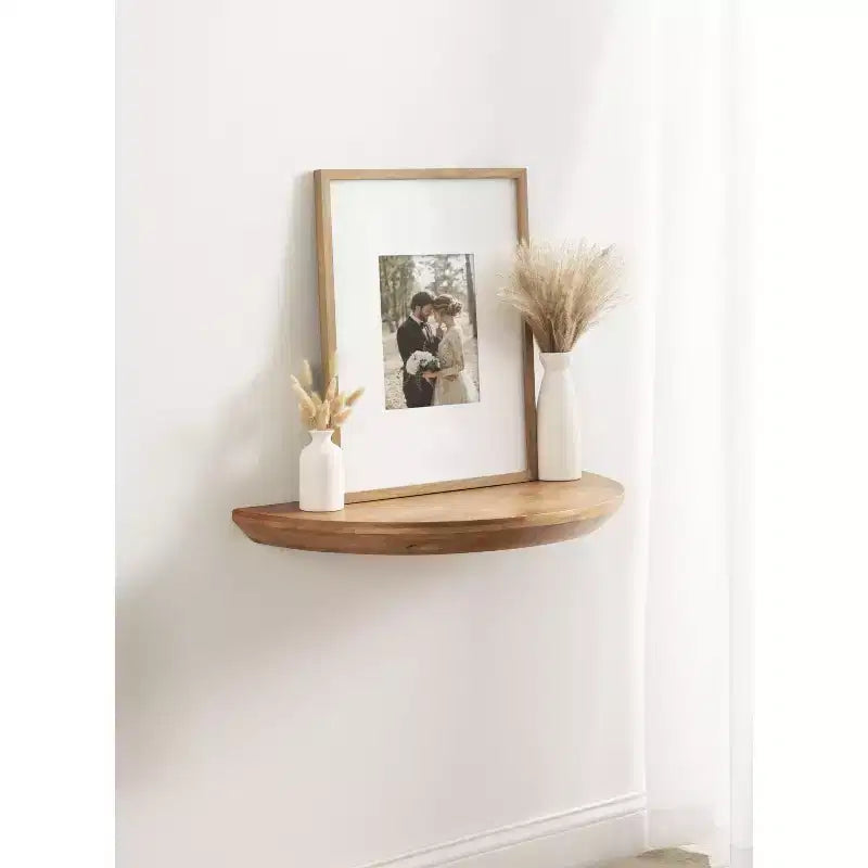 Console murale semi-circulaire en bois Kate and Laurel Colter, 28x3x14, Naturel