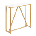 Kate and Laurel Truss Rectangle MDF Console Table, 30x10x30, White and Gold