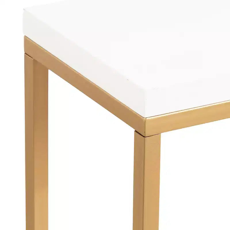 Console en MDF rectangulaire Kate and Laurel Truss, 30x10x30, blanc et or