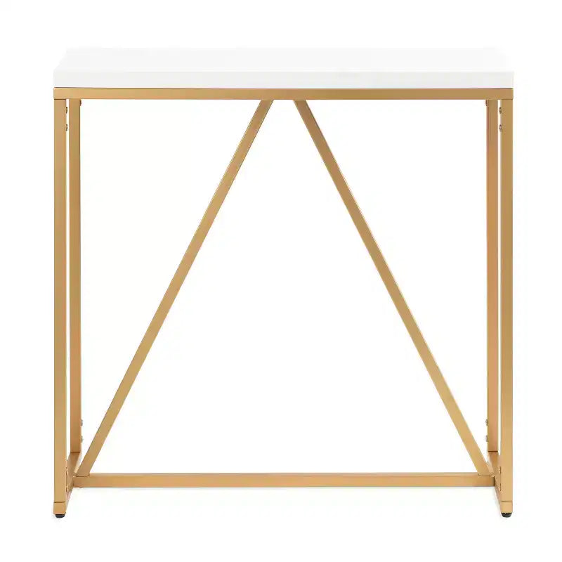 Console en MDF rectangulaire Kate and Laurel Truss, 30x10x30, blanc et or