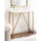 Console en MDF rectangulaire Kate and Laurel Truss, 30x10x30, blanc et or
