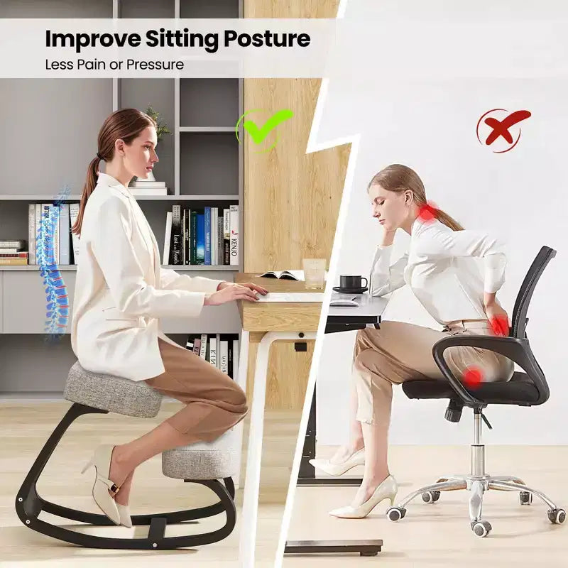 Chaise à bascule ergonomique Costway pour la bonne posture, soulage le mal de dos, coussin rembourré