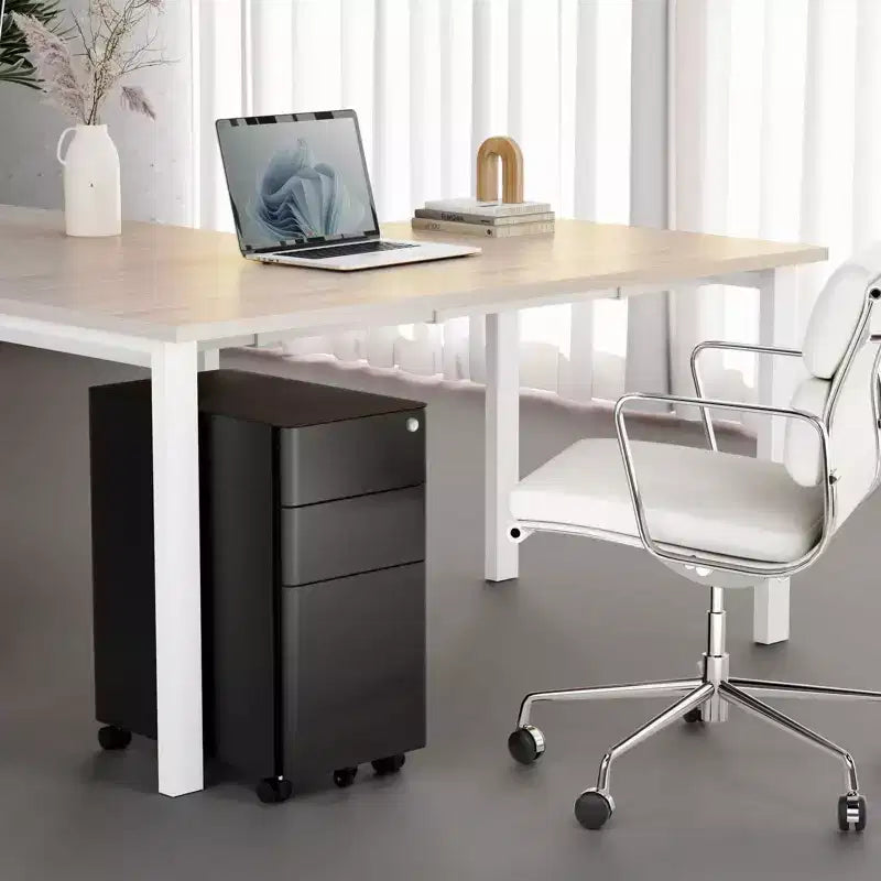 Mount-It! Meuble de rangement mobile à 3 tiroirs avec serrure | Design fin sous le bureau pour dossiers, chemises et fournitures de bureau | Noir