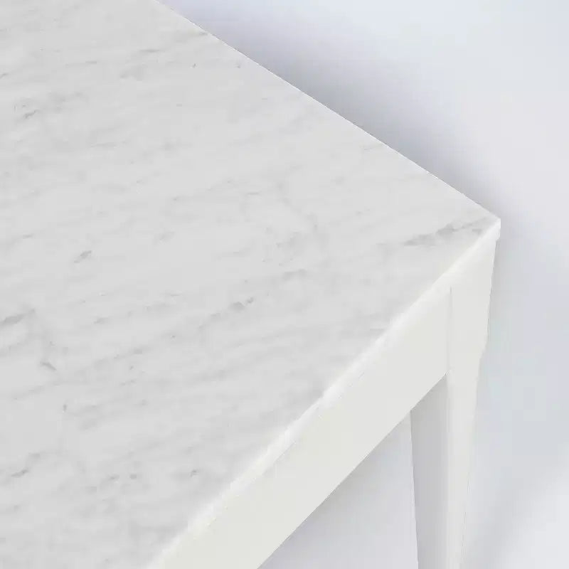 La Console Meno 36 Rectangulaire en Marbre Blanc de Carrare Italien, Collection Bianco