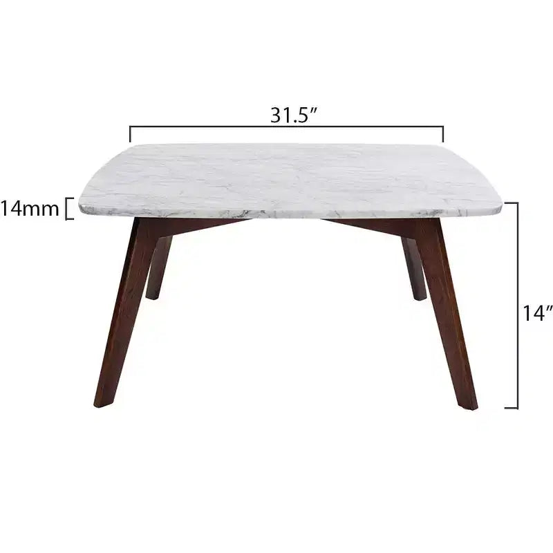 Table basse carrée Vezzana 31 de la collection Bianco en marbre blanc de Carrare italien