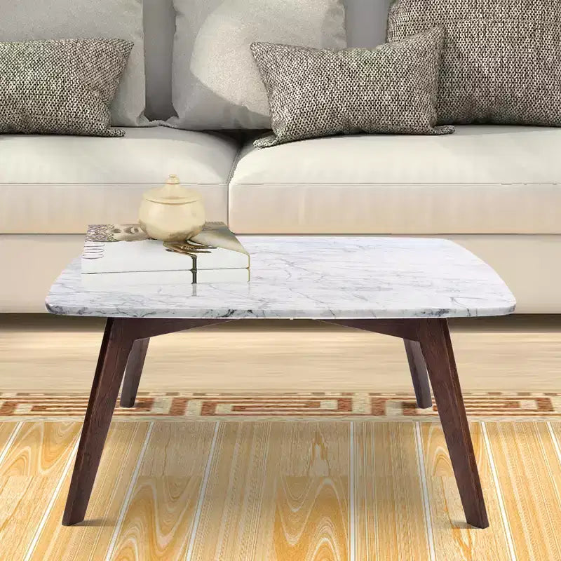 Table basse carrée Vezzana 31 de la collection Bianco en marbre blanc de Carrare italien