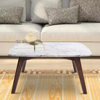 Table basse carrée Vezzana 31 de la collection Bianco en marbre blanc de Carrare italien
