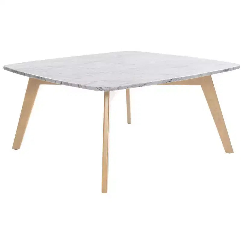 Table basse carrée Vezzana 31 de la collection Bianco en marbre blanc de Carrare italien