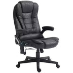 Fauteuil de bureau massant HOMCOM 6 points vibrant avec fonction chauffante, dossier haut en microfibre, inclinaison et accoudoirs