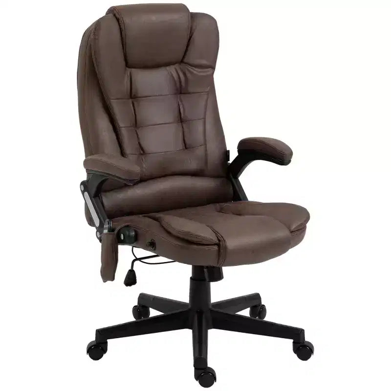 Fauteuil de bureau massant HOMCOM 6 points vibrant avec fonction chauffante, dossier haut en microfibre, inclinaison et accoudoirs