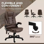 Fauteuil de bureau massant HOMCOM 6 points vibrant avec fonction chauffante, dossier haut en microfibre, inclinaison et accoudoirs