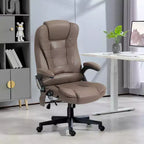 Fauteuil de bureau massant HOMCOM 6 points vibrant avec fonction chauffante, dossier haut en microfibre, inclinaison et accoudoirs